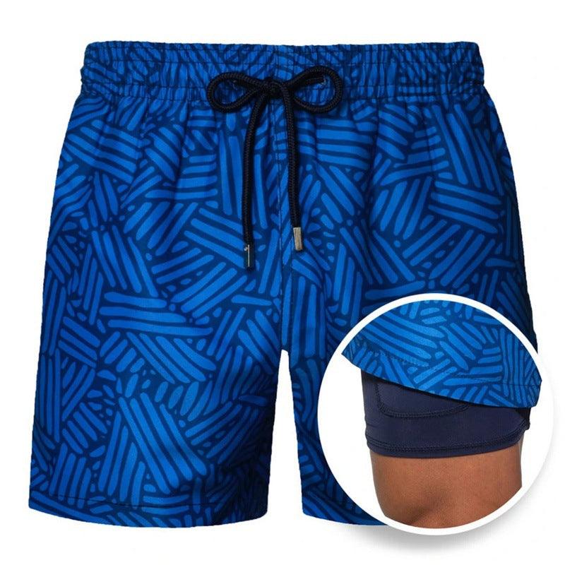 Men's Printed Beach Shorts Sports Double Layer Shorts Summer - Elite Essence Store