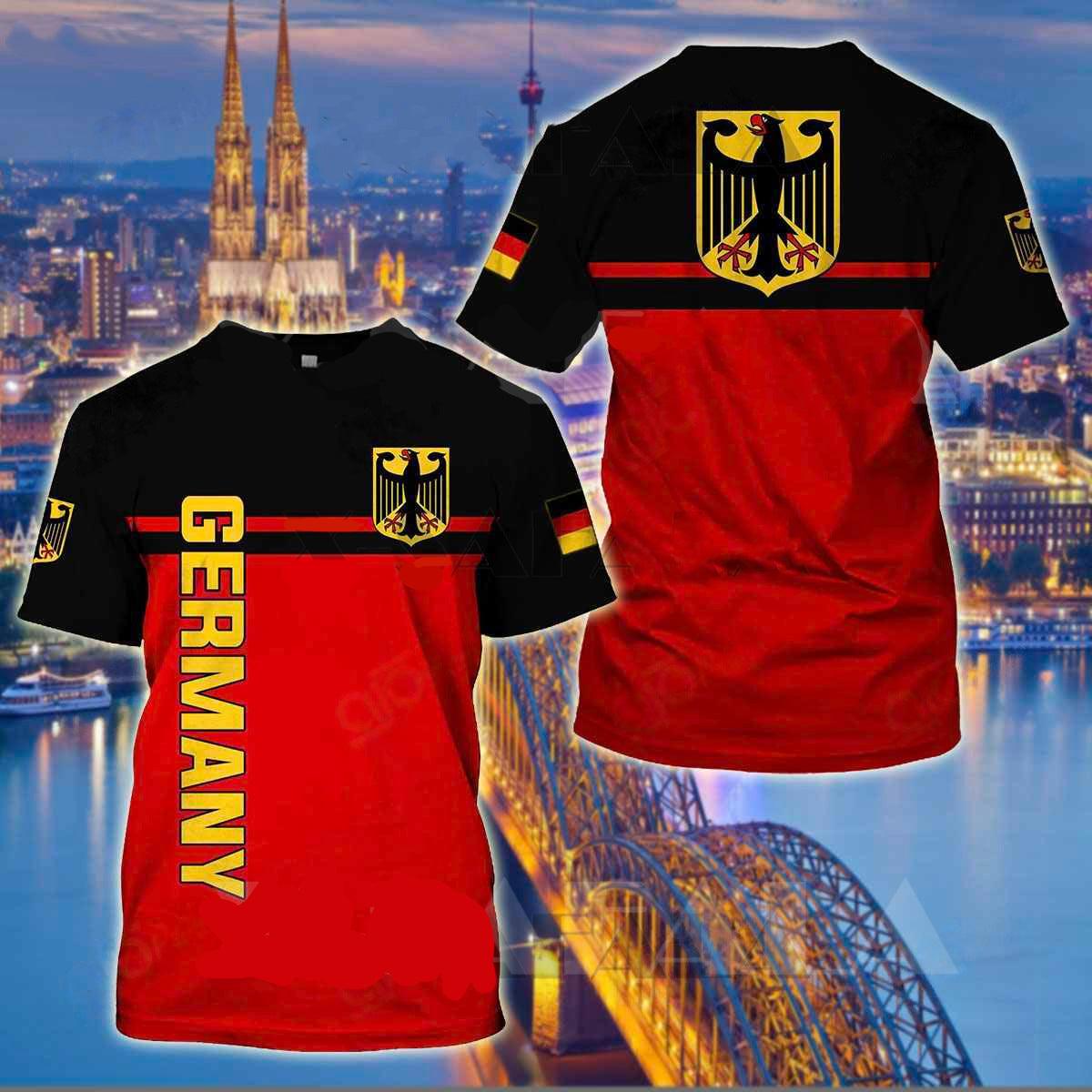 German Flag Printed Men's T-shirt O-neck Short Sleeve Top - Elite Essence Store