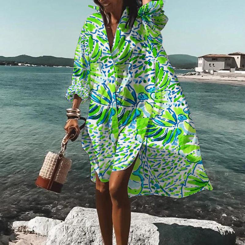 Printed Beach Vacation Blouse Coat - Elite Essence Store