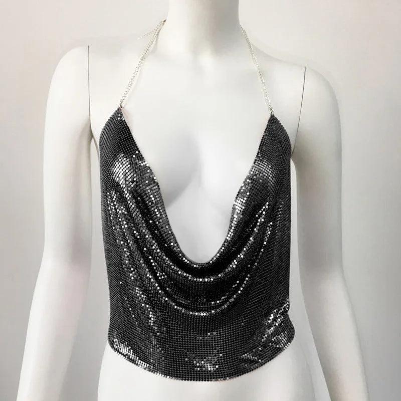 Metal Chain Halter Spaghetti Straps Top - Elite Essence Store