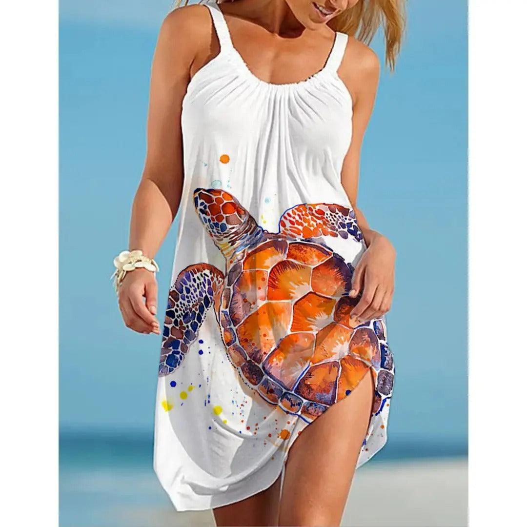 Women's Underwater World Turtle Beach Sling Dress - Elite Essence Store