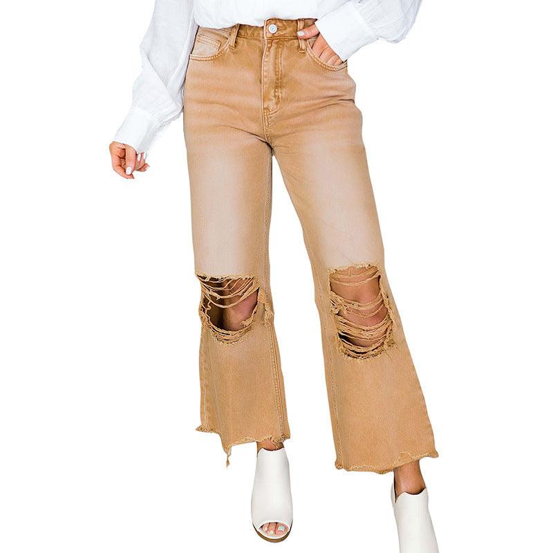 Women's Ripped Jeans Washed High Waist - Elite Essence Store