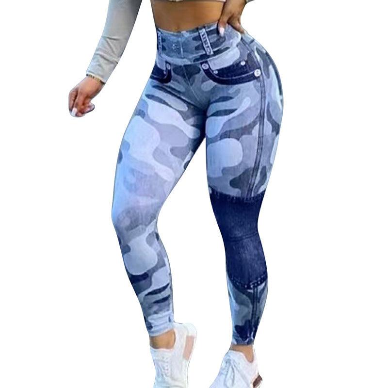 Women's Multicolor Print Camo Slim Fit Butt Lift Yoga Leggings - Elite Essence Store