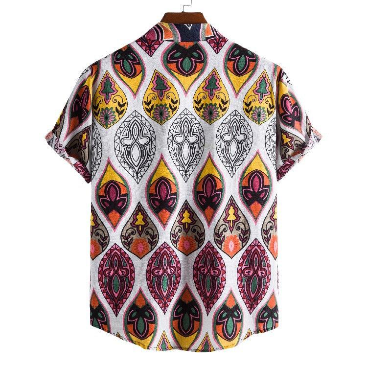 Stand Collar Ethnic Style Series Printed Casual Shirt - Elite Essence Store