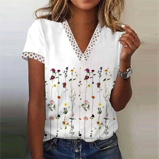 Women's Fashion V-neck Short Sleeve Top - Elite Essence Store