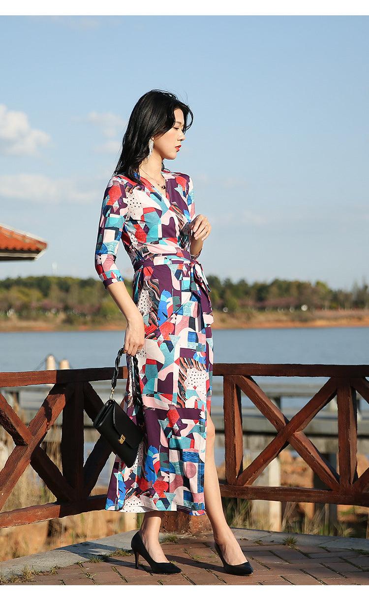 Women's Seaside Holiday Slim Dress Slim Slimming High Waist Dress - Elite Essence Store