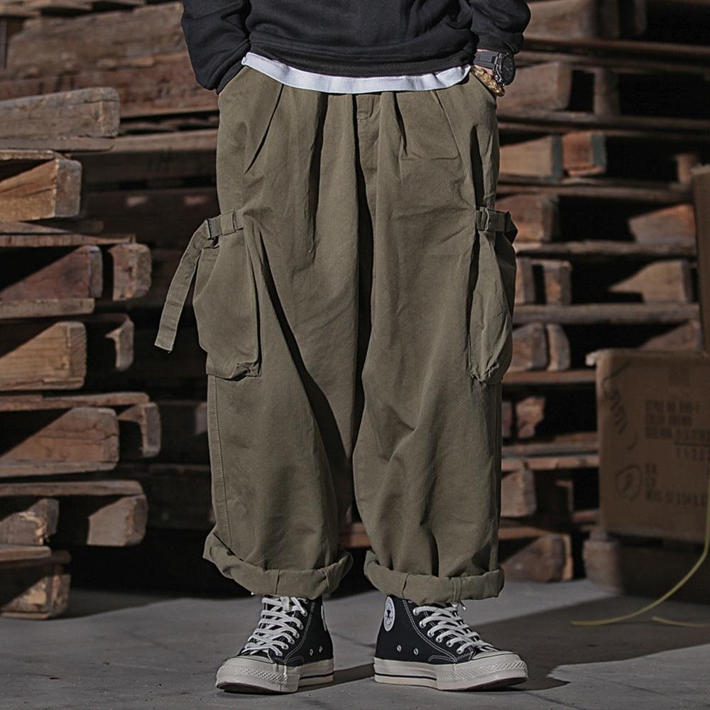 Multi-Pocket Workwear Men's High Street Wide Leg Pants - Elite Essence Store