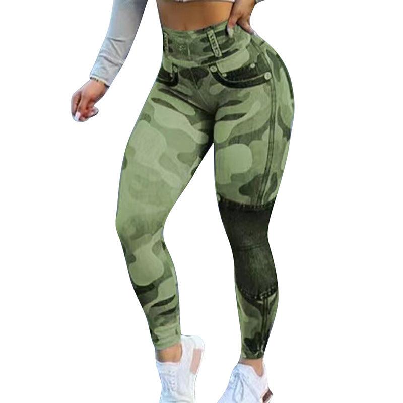 Women's Multicolor Print Camo Slim Fit Butt Lift Yoga Leggings - Elite Essence Store