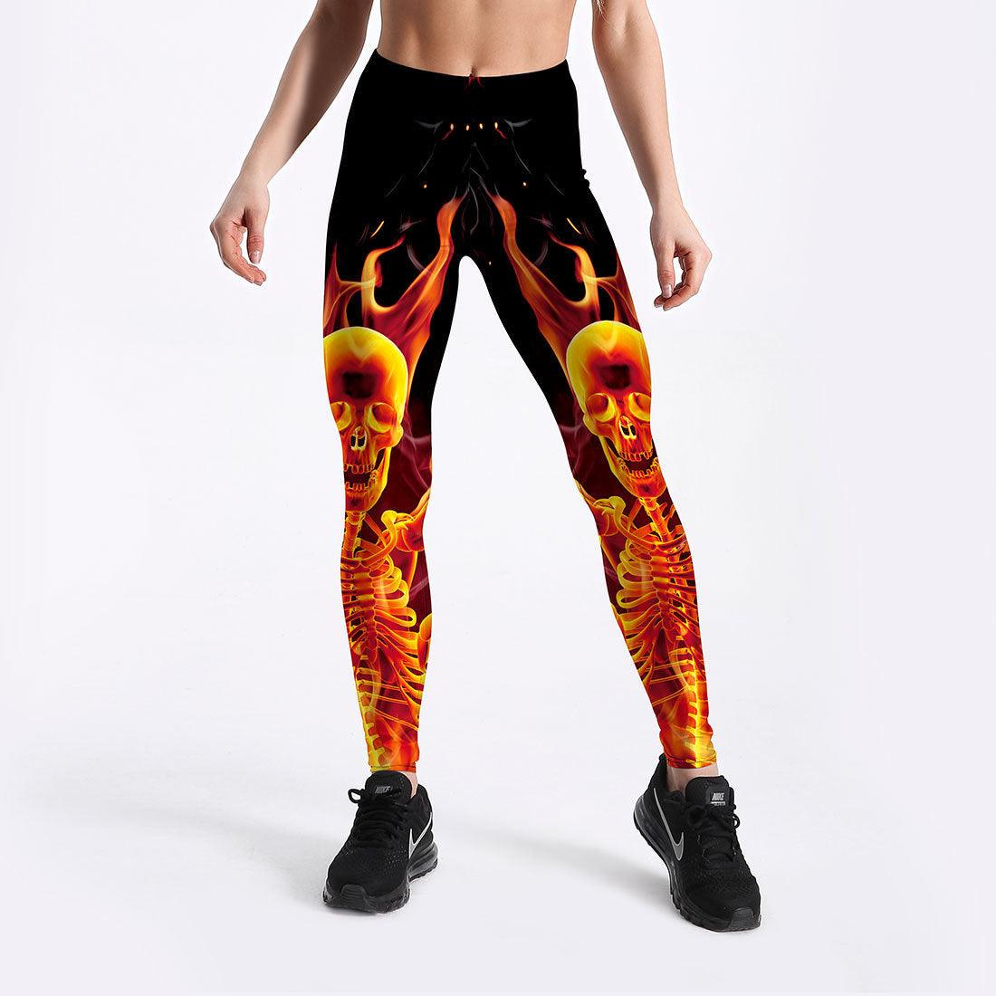 Women's Thin Breathable Slim Flame Skeleton Leggings - Elite Essence Store