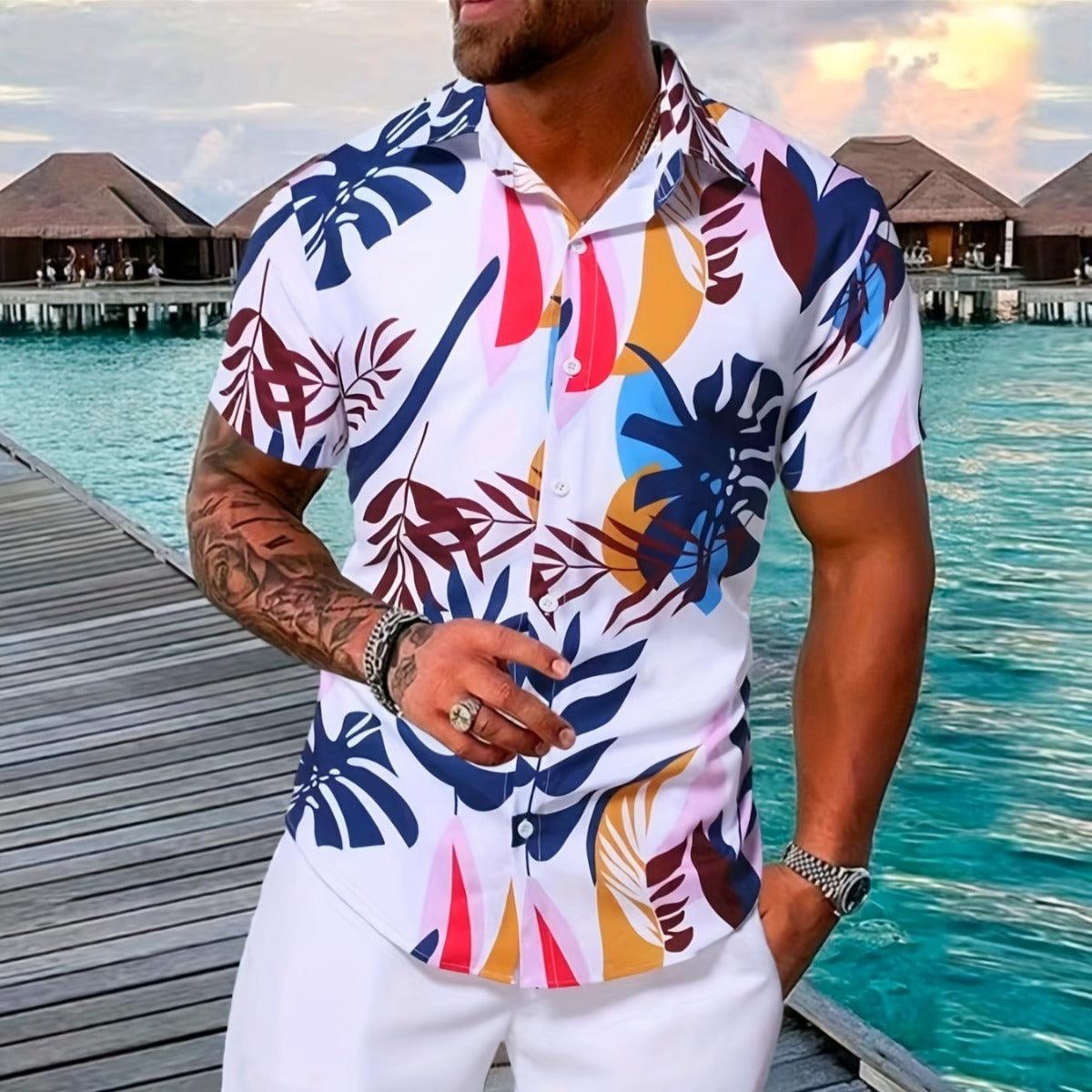 Men's Casual Loose Short Sleeved Shorts Beach Set - Elite Essence Store