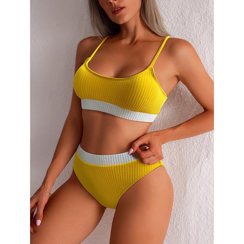 High Waist Bikini Swimwear Women Swimsuit New Push Up Biquini Ribbed Bathing Suit Women Sexy High Cut Bikinis Set - Elite Essence Store