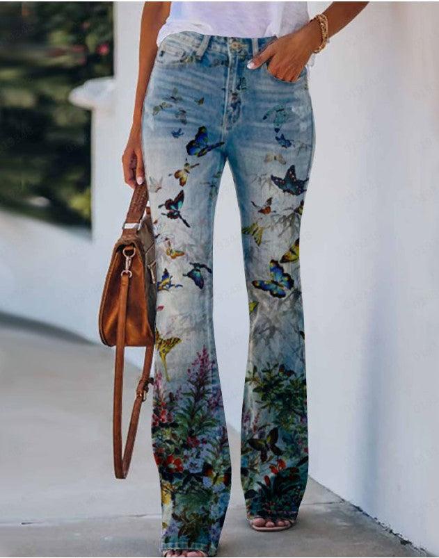 Summer New Flower-bird Print Women's Trousers - Elite Essence Store