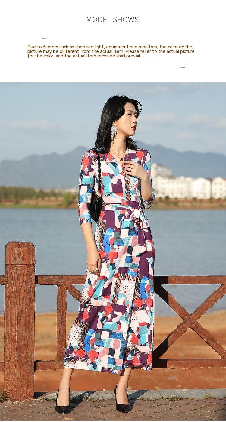 Women's Seaside Holiday Slim Dress Slim Slimming High Waist Dress - Elite Essence Store