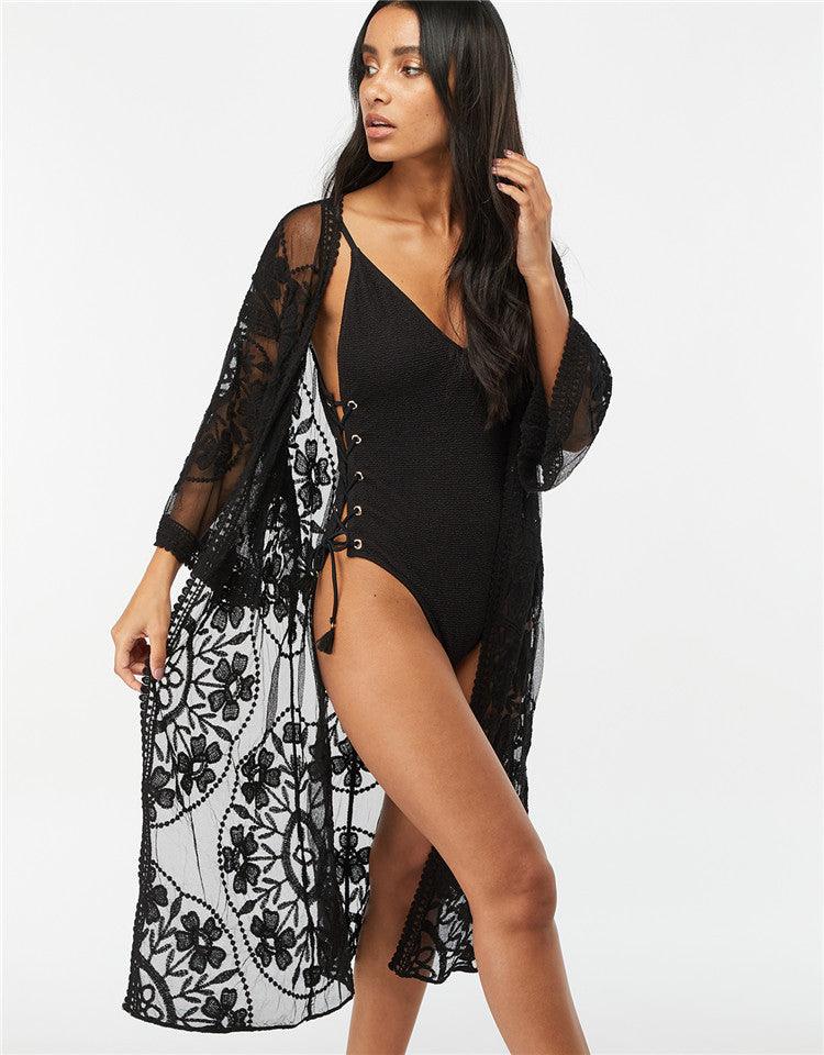 Lace Mesh Crochet Beach Jacket - Elite Essence Store