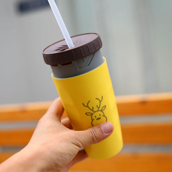 No Cover Twist Cup Travel Portable Cup Double Insulation Tumbler Straw Sippy Water Bottles Portable For Children Adults - Elite Essence Store