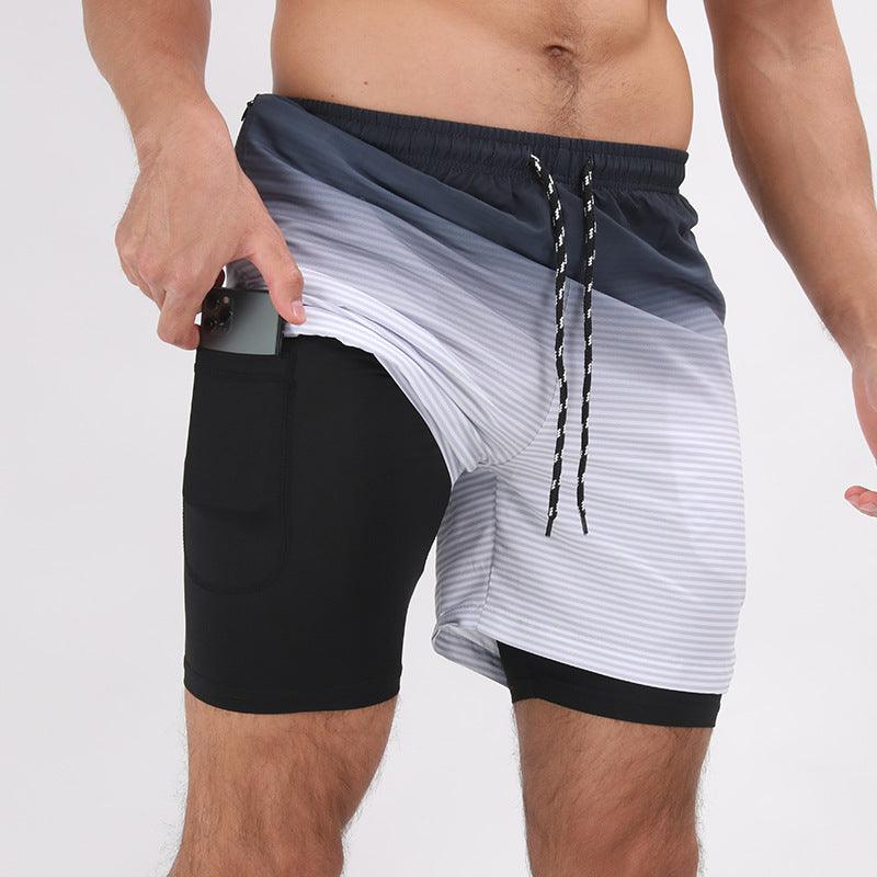 Gradient Printed Beach Shorts Double Layer Casual Sport Shorts - Elite Essence Store