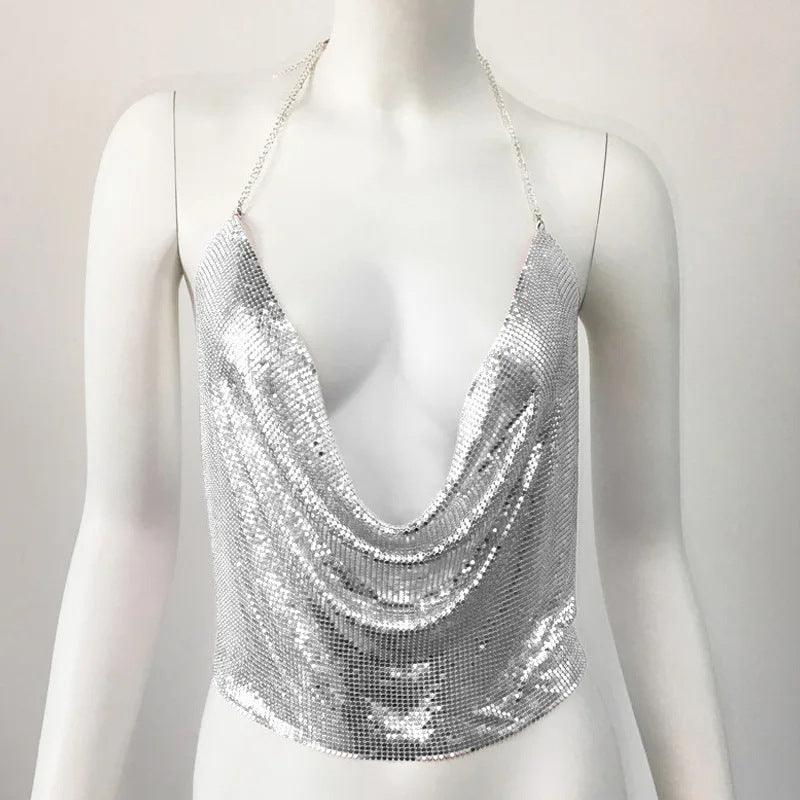 Metal Chain Halter Spaghetti Straps Top - Elite Essence Store