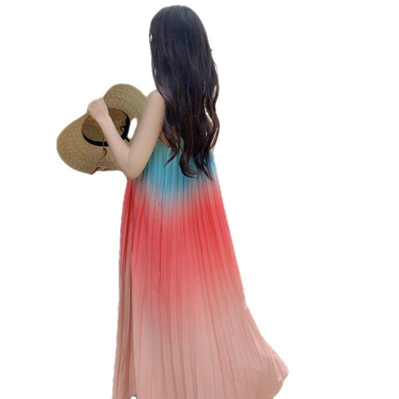 Loose Big Swing Beach Seaside Holiday Pleated Dress - Elite Essence Store