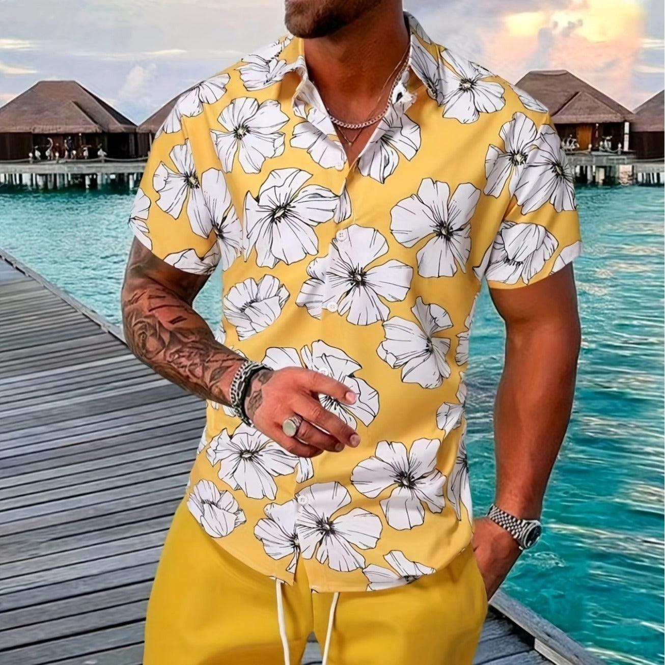 Men's Casual Loose Short Sleeved Shorts Beach Set - Elite Essence Store