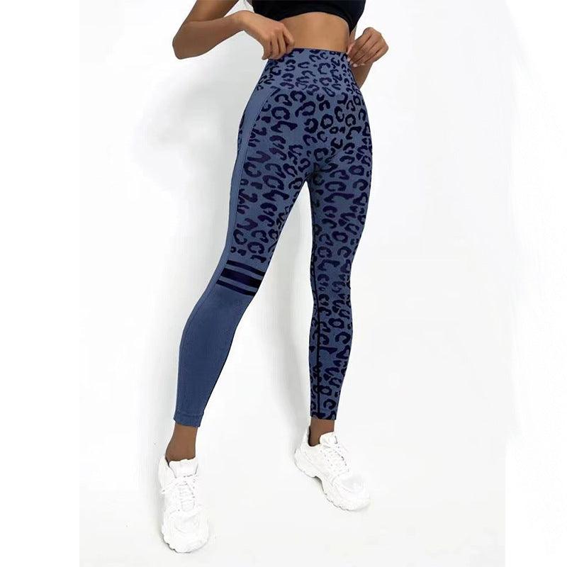 Chemical Fiber Blend Leopard Print Yoga High Waist Tights Fashion Sports Seamless Trousers Fitness Pants - Elite Essence Store