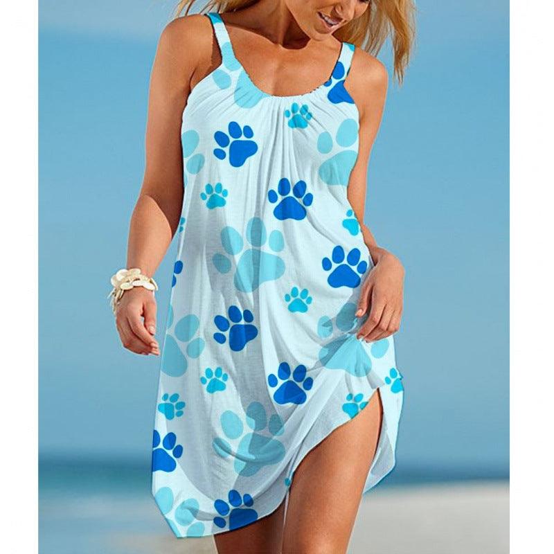 Women's Printed Sleeveless Loose Casual Beach Dress - Elite Essence Store