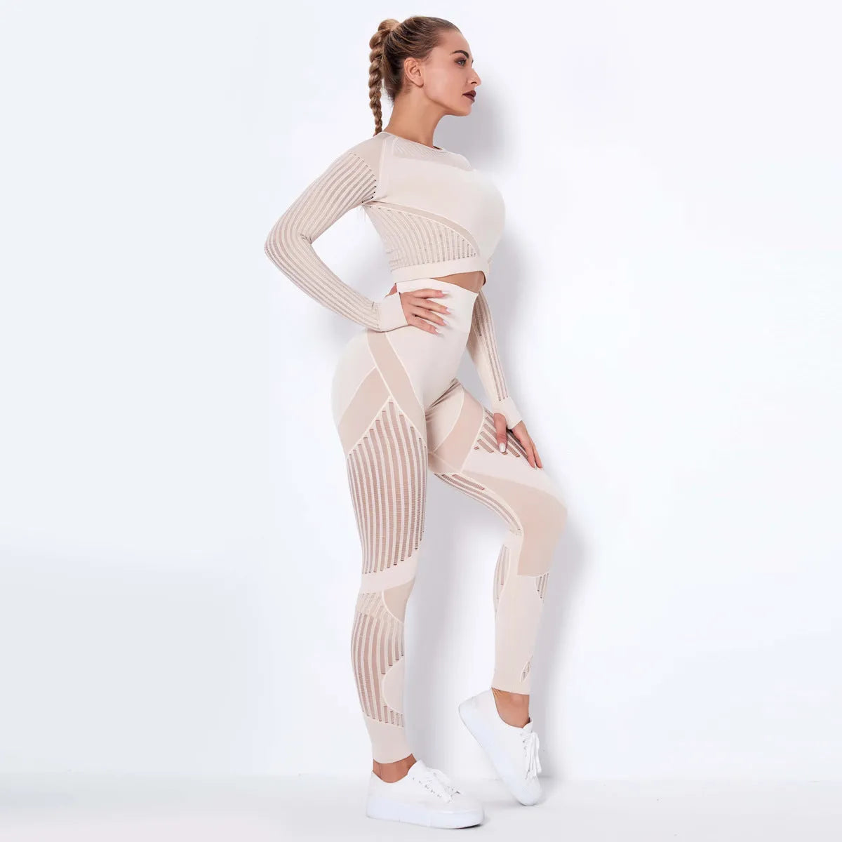 Seamless Knitted Absorbent Yoga Long-Sleeved Suit Yoga Wearsuit