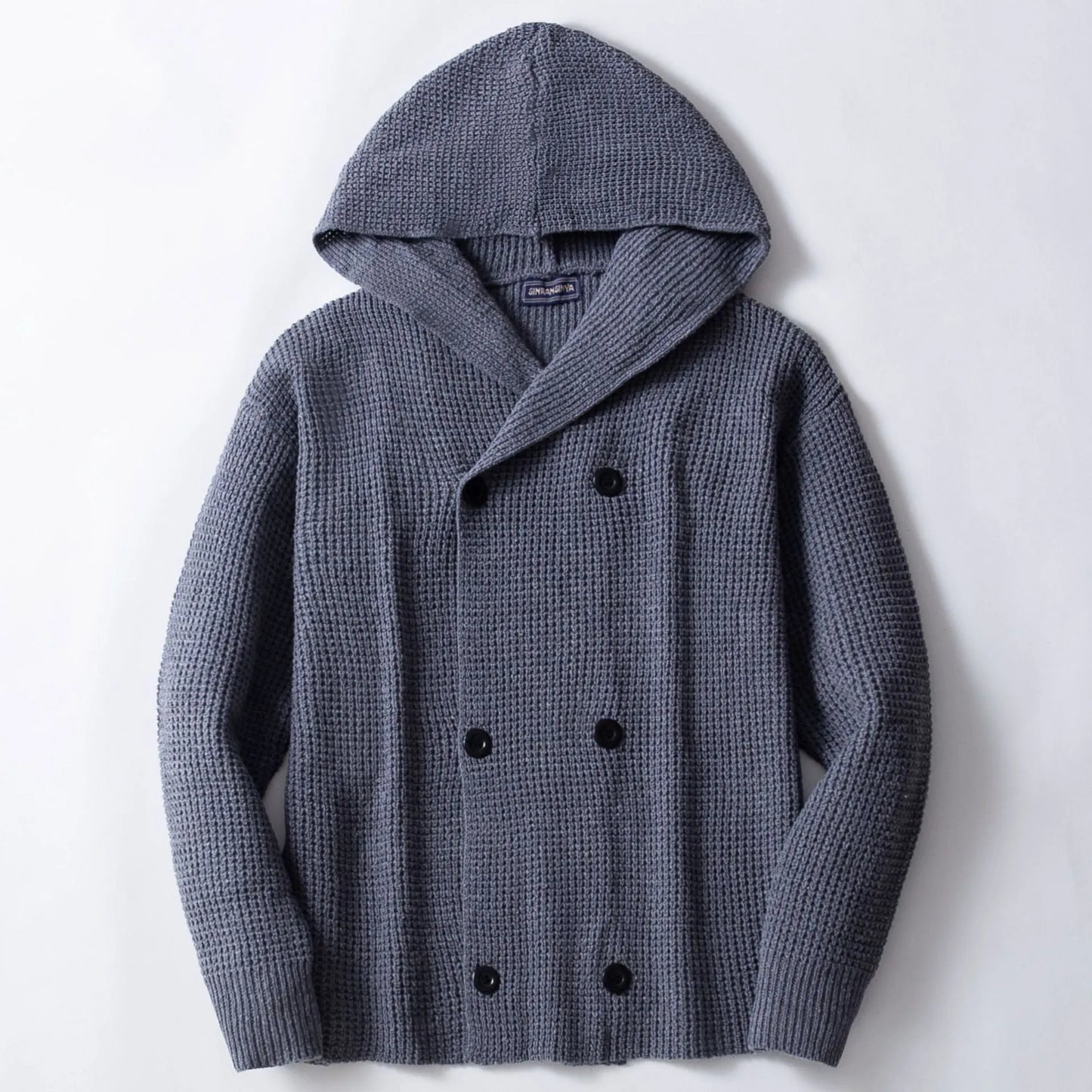 Double Breasted Thickened Hooded Sweater Coat