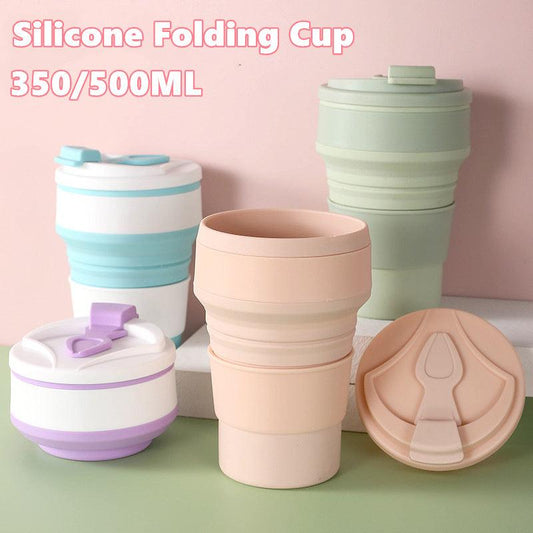 Kitchen Gadgets Folding Cup Collapsible Mug With Cover Coffee Travel Outdoors Portable Water Drinking Tea Cups - Elite Essence Store