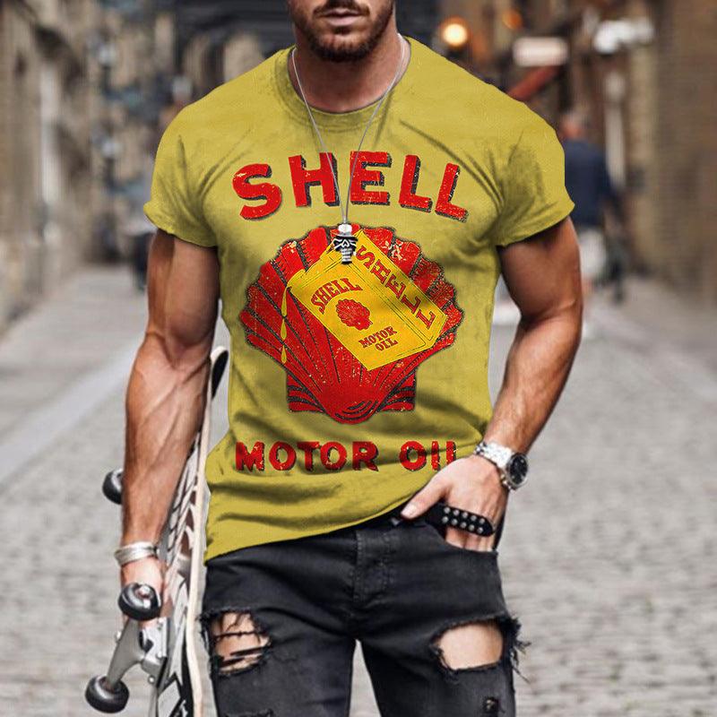 3D Digital Vintage Print English Men's Casual Short Sleeve - Elite Essence Store