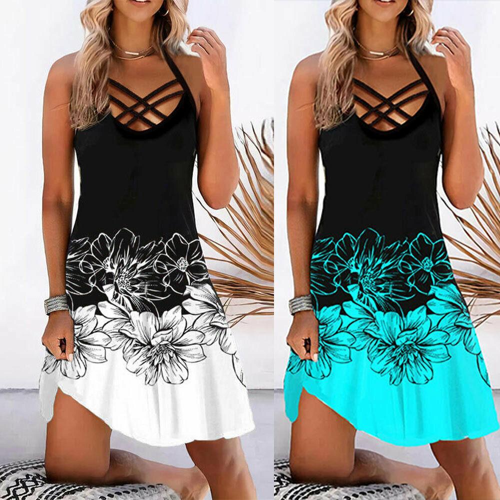 Sexy Ladies Floral Sleeveless Beach Dress - Elite Essence Store