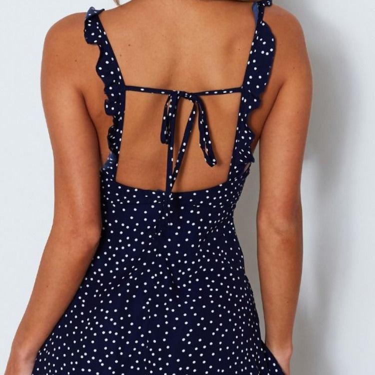 Polka-dot Strappy Dress Women Summer Fashion Beach Sundress - Elite Essence Store