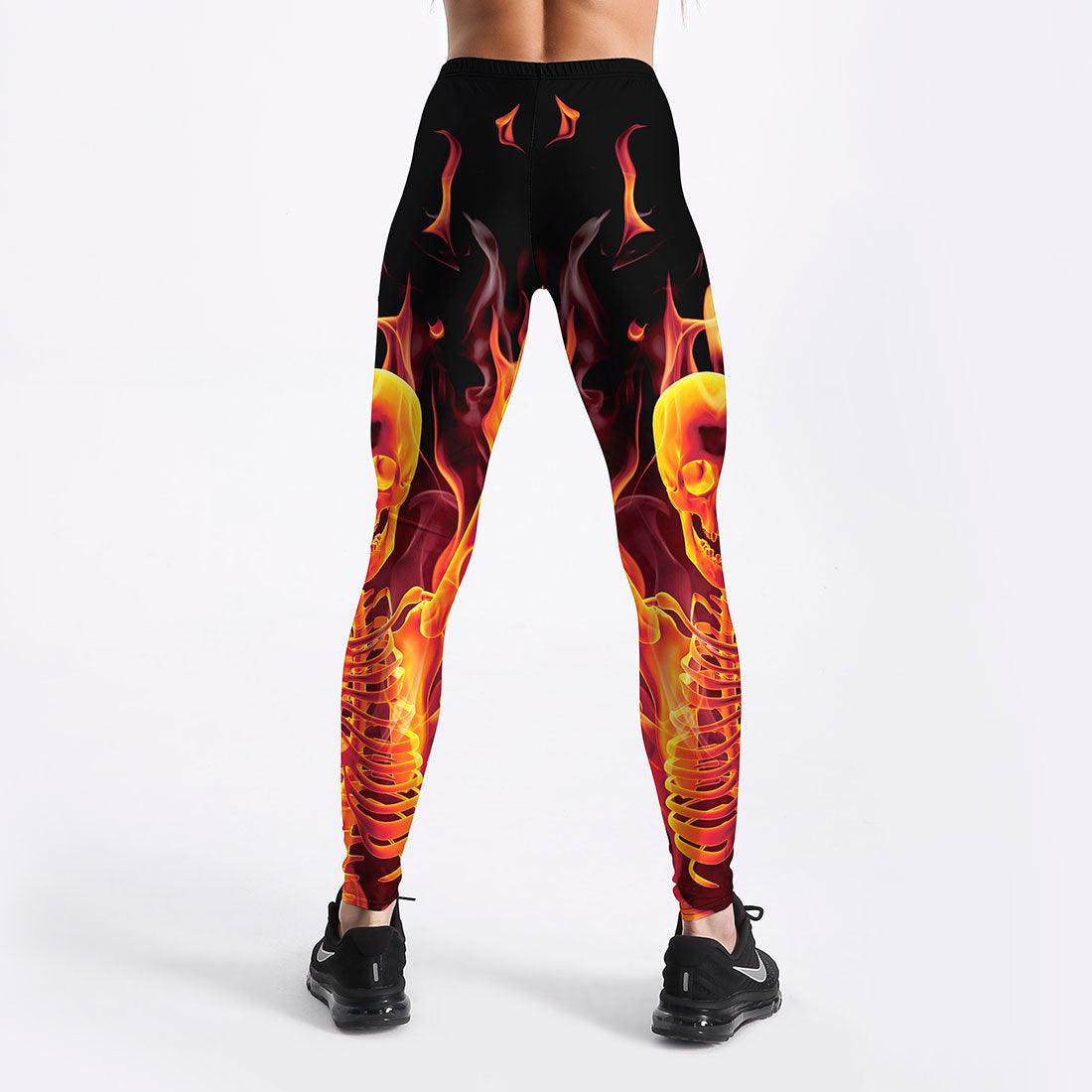 Women's Thin Breathable Slim Flame Skeleton Leggings - Elite Essence Store