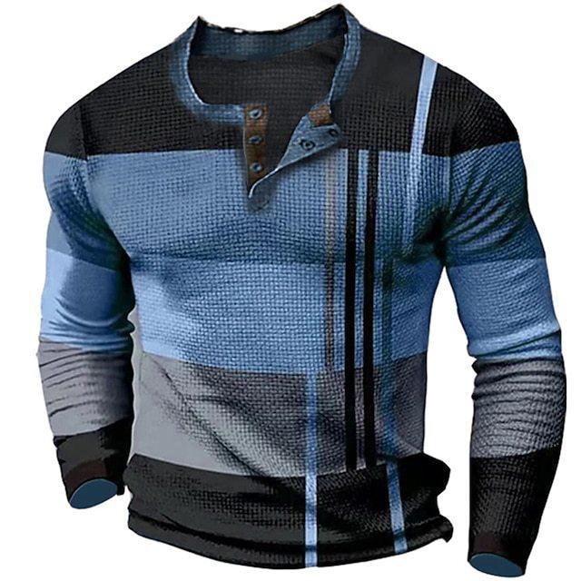 European And American Printed Three-button Long-sleeved Pullover - Elite Essence Store