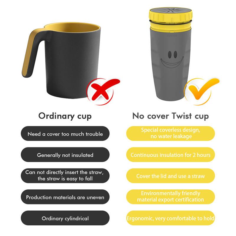 No Cover Twist Cup Travel Portable Cup Double Insulation Tumbler Straw Sippy Water Bottles Portable For Children Adults - Elite Essence Store