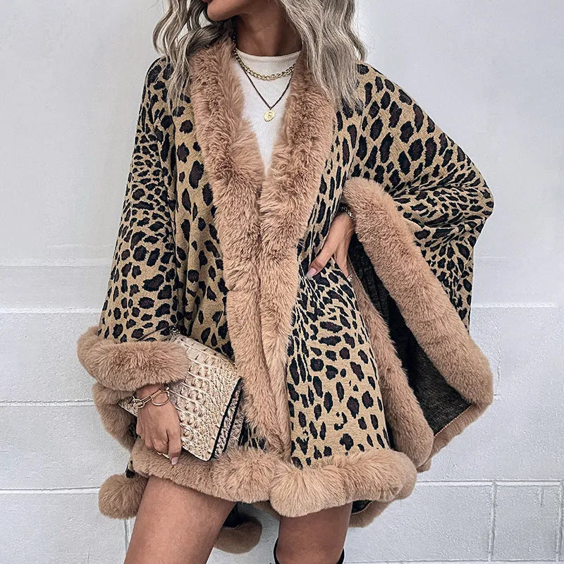 Autumn And Winter New Fur Collar Cape Cardigan For Women