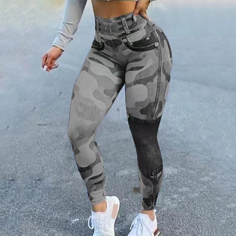 Women's Multicolor Print Camo Slim Fit Butt Lift Yoga Leggings - Elite Essence Store