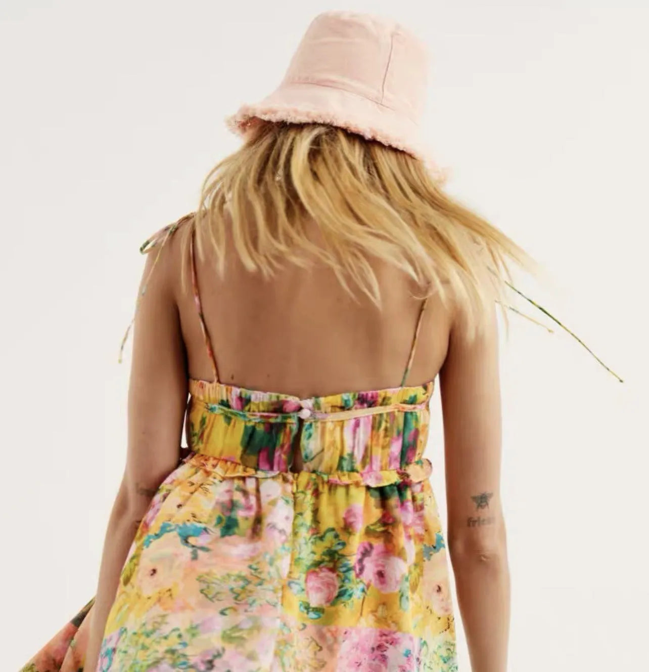 Flowers Suspender Dress Summer Fashion Ruffled Holiday Beach