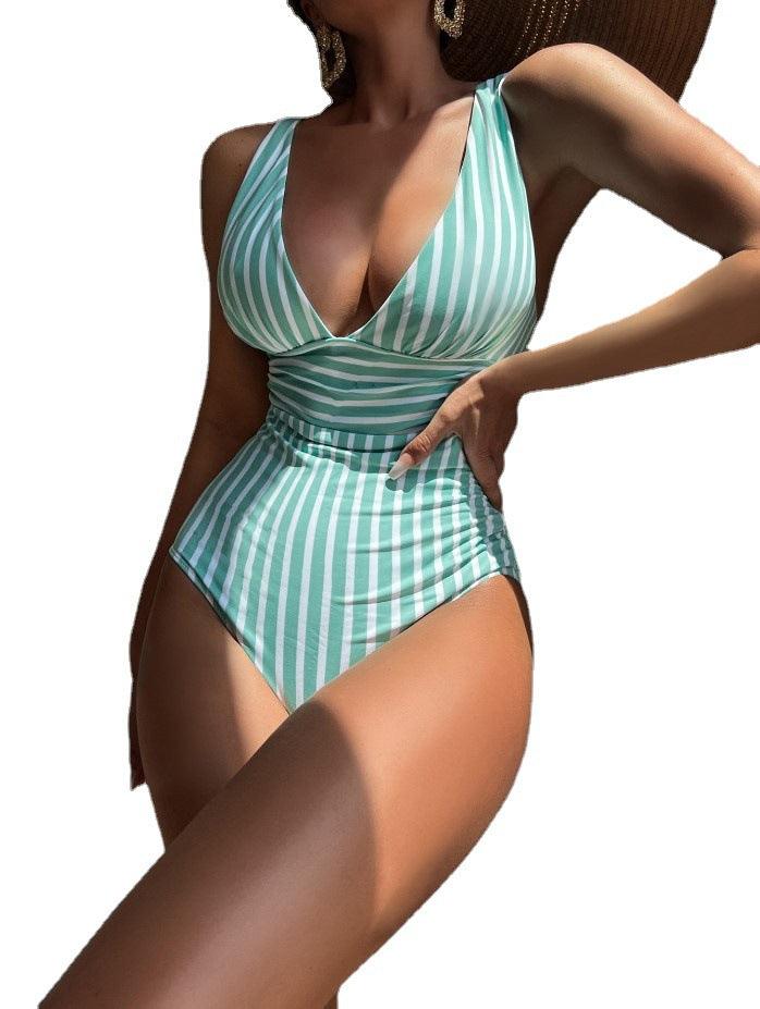 One-piece Swimsuit Sexy Stripes Swimsuit Women's Multi-color Bikini - Elite Essence Store