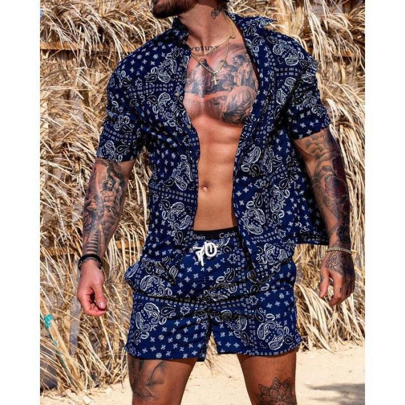 Men's Hawaii Casual Fashion Printing Short Sleeve Shirt Outfit - Elite Essence Store