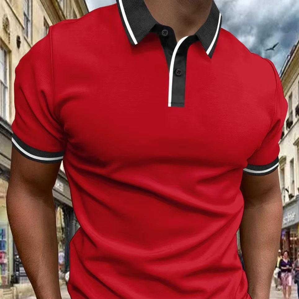 Men's Short-sleeved Polo Shirt Thread Lapel - Elite Essence Store