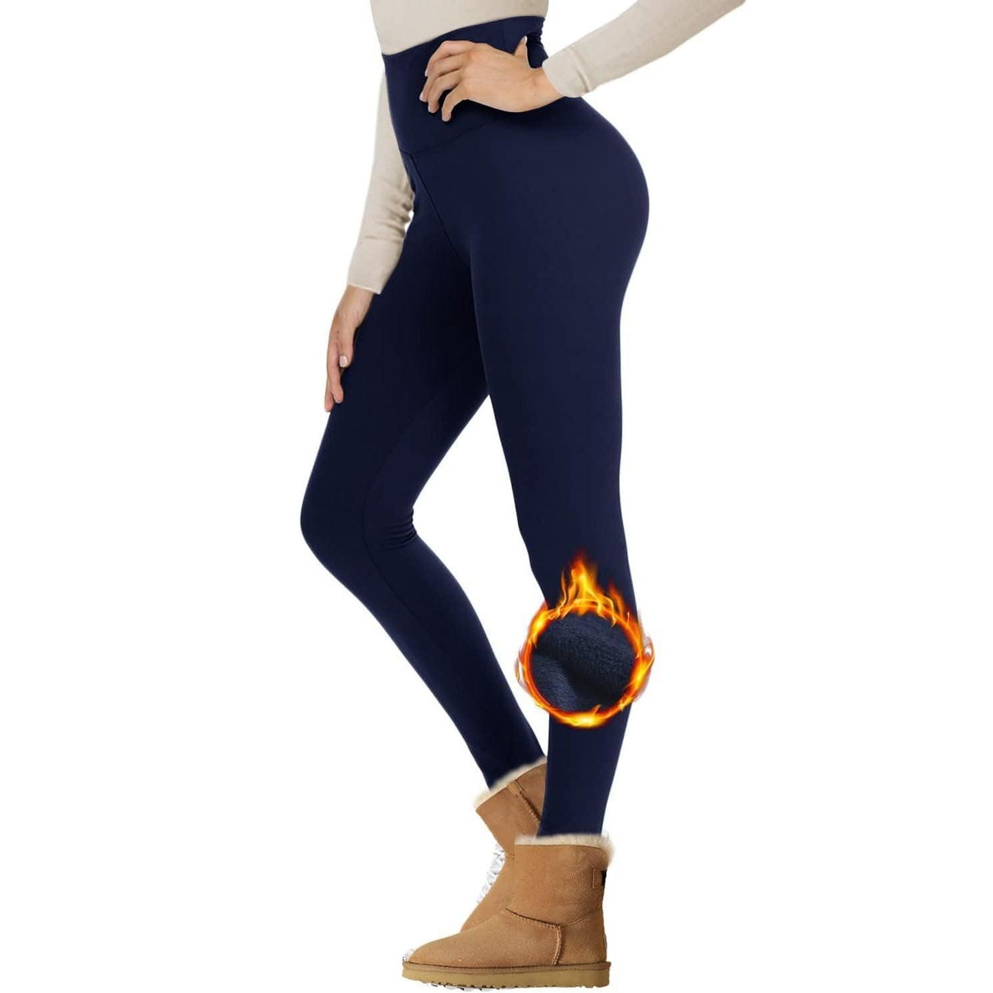 Cropped High Waist Velvet Padded Leggings Thermal Slim Fit - Elite Essence Store