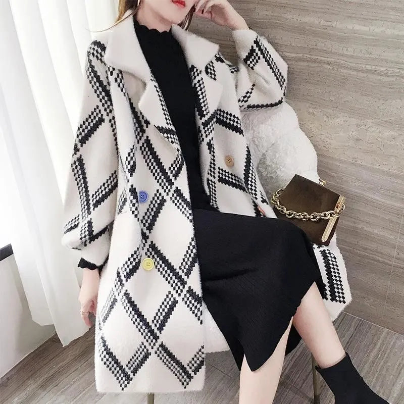 Mid-length Faux Mink Coat Women