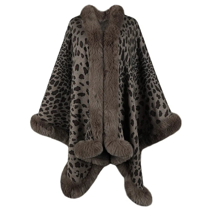 Autumn And Winter New Fur Collar Cape Cardigan For Women