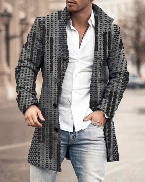 Men's Woolen Stand Collar Mid-length Trench Coat - Elite Essence Store